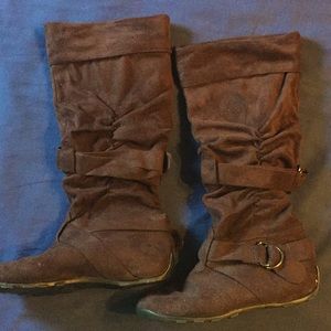 Brown suede boots